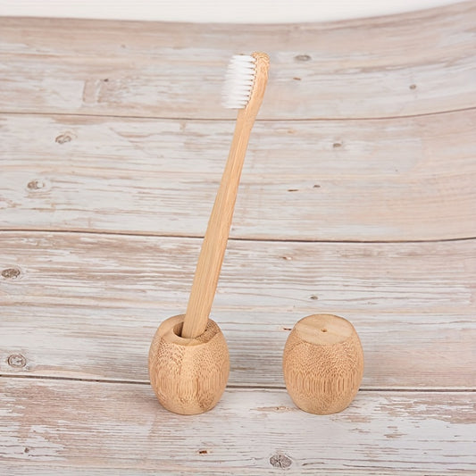 #COMBO OFERTA: Pack de 4 Cepillos de Dientes de Bambú + Soporte Eco Chic de Madera