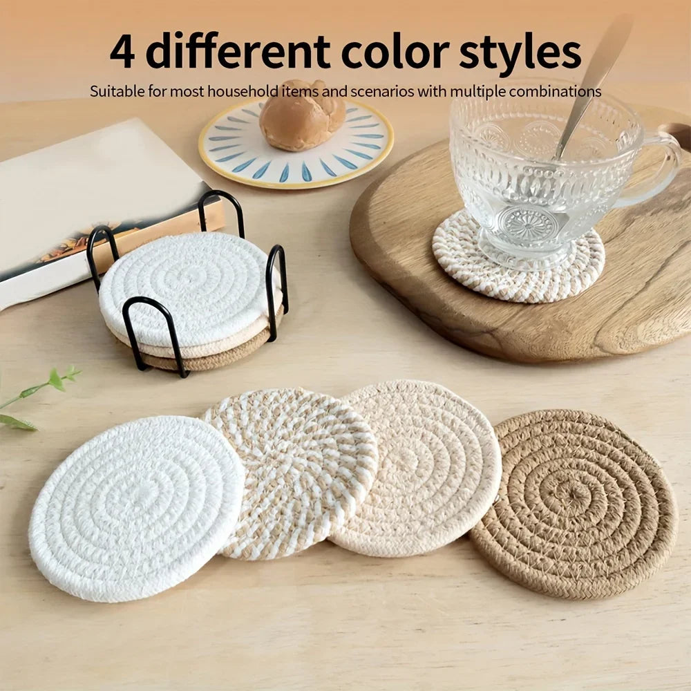 Set Eco de Posavasos de Algodón Reciclado (4 piezas) – Absorbentes y Reutilizables