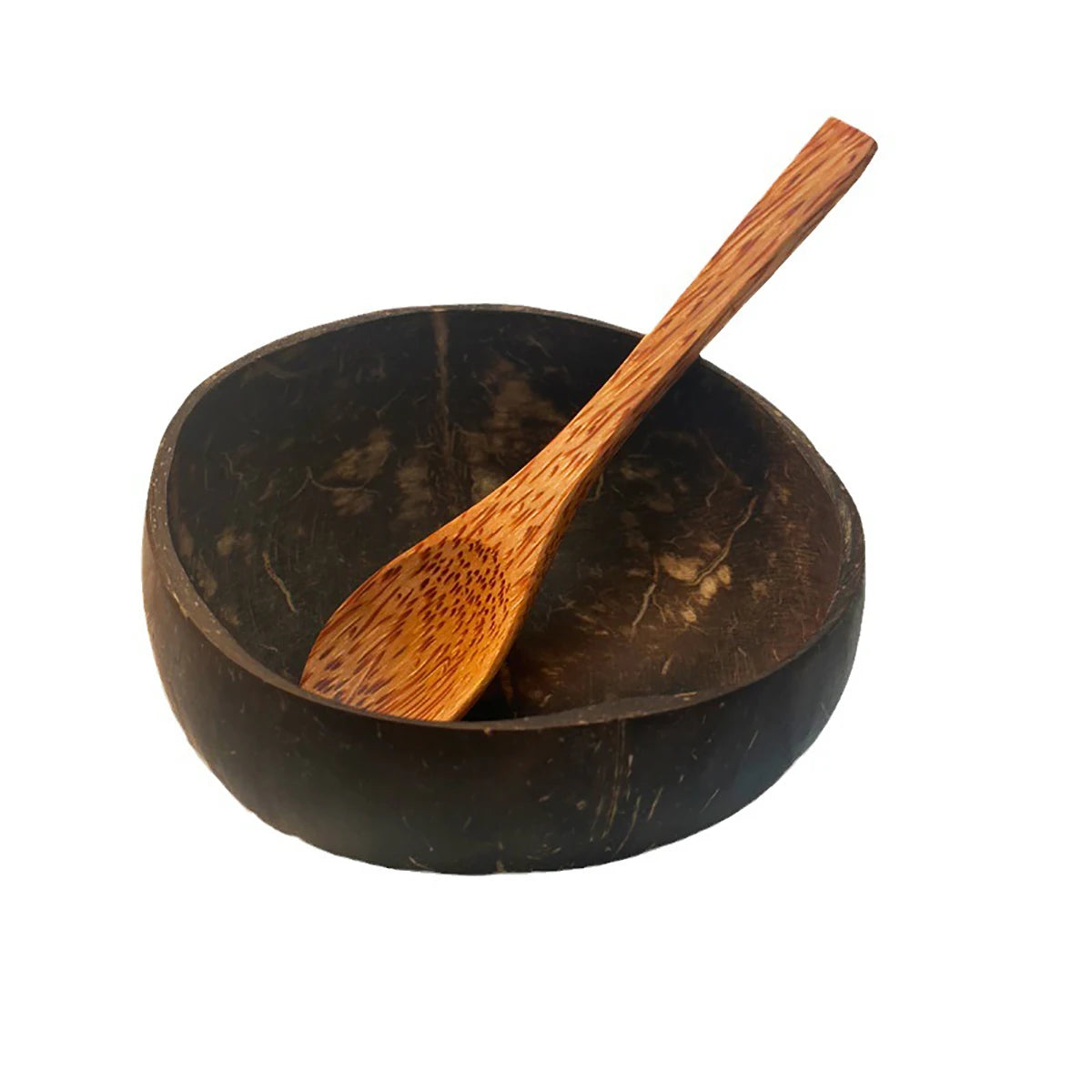 Set de Cuenco de Coco Natural y Cuchara de Madera