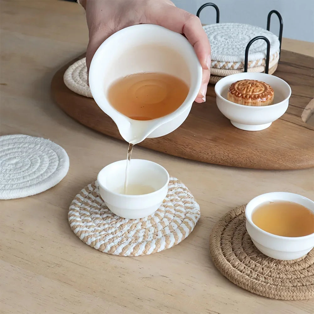 Set Eco de Posavasos de Algodón Reciclado (4 piezas) – Absorbentes y Reutilizables