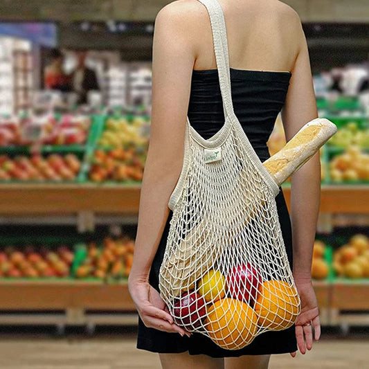 Bolsa de Malla con Asa Larga 100% Algodón Orgánico